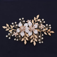 Pearl & Floral Bridal Hair Clip - Wedding Hair