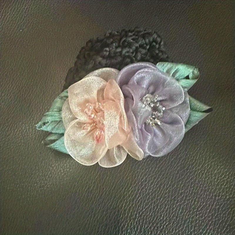Crystal Crochet Bun Net Snood Bow Hair Clips