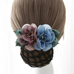 Crystal Crochet Bun Net Snood Bow Hair Clips