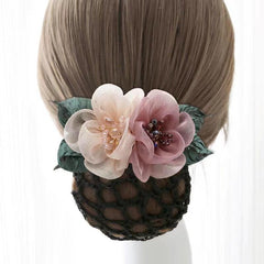 Crystal Crochet Bun Net Snood Bow Hair Clips
