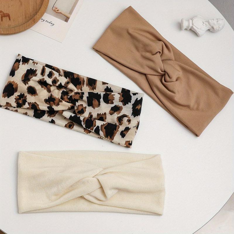 3pcs Leopard Boho Headbands Wide Hair Accessories for Women Girls