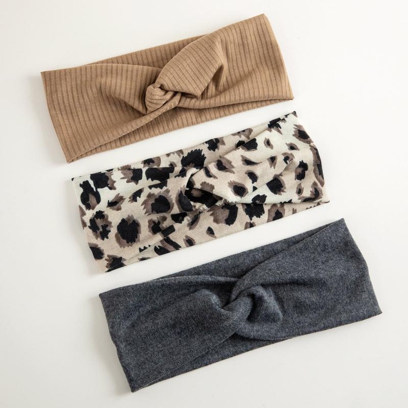 3pcs Leopard Boho Headbands Wide Hair Accessories for Women Girls