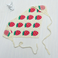 Sweet Strawberry Crochet Triangle Scarf Headband