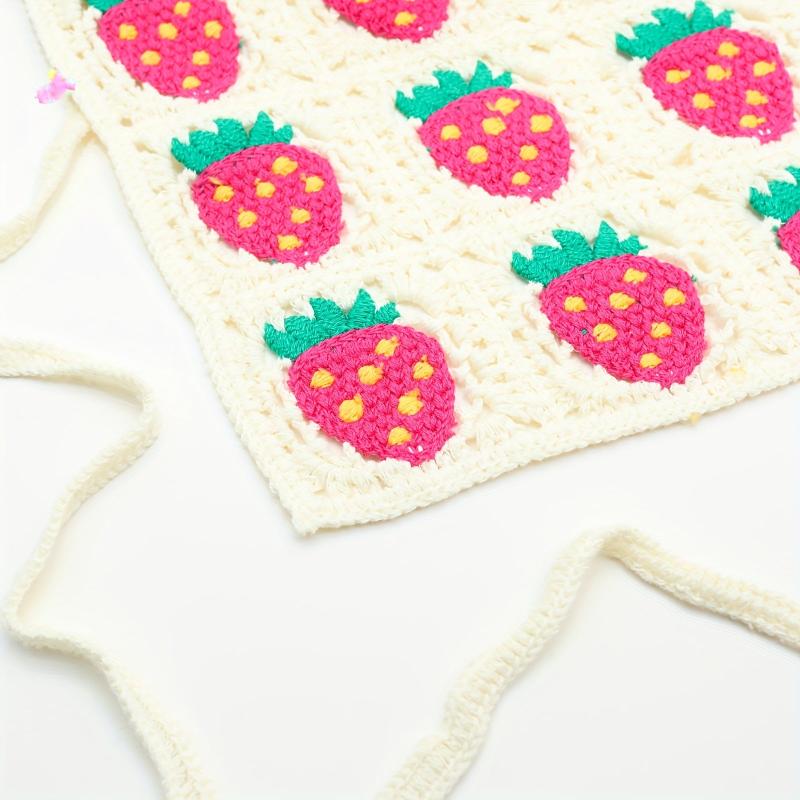 Sweet Strawberry Crochet Triangle Scarf Headband