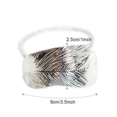 Alloy Feather Leaf Hair Tie Boho Vintage Stretchy Rubber Bands Ponytail Holder