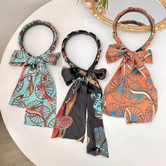 Vintage Long Ribbon Headband Satin Silk Hairband