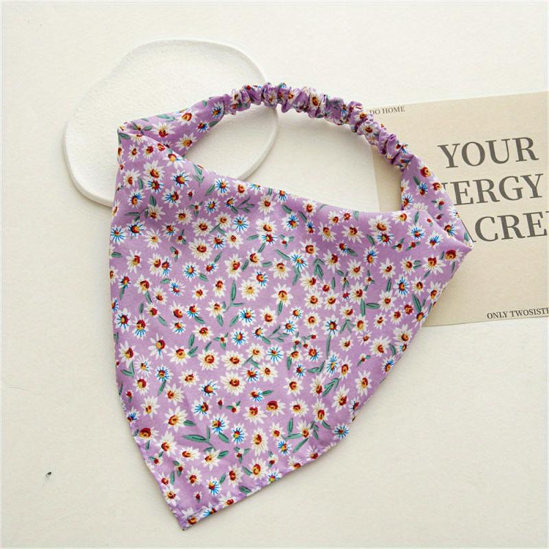 Floral Fabric Bandana Stretchy Triangle Towel Head Scarf Hair Accessory