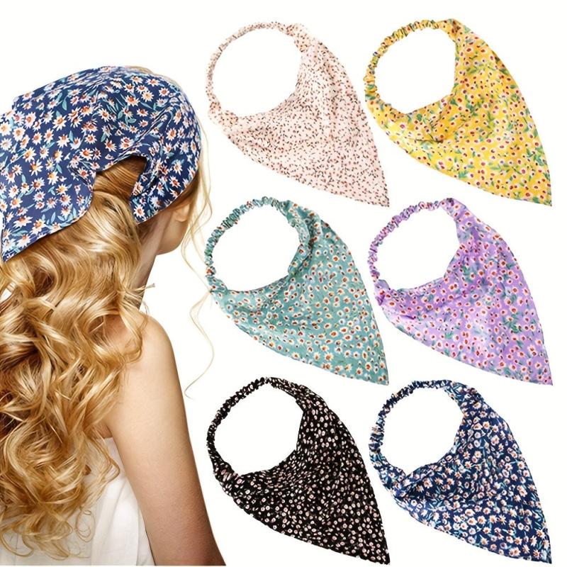 Floral Fabric Bandana Stretchy Triangle Towel Head Scarf Hair Accessory
