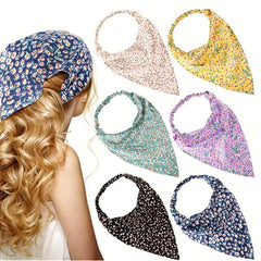 Floral Fabric Bandana Stretchy Triangle Towel Head Scarf Hair Accessory