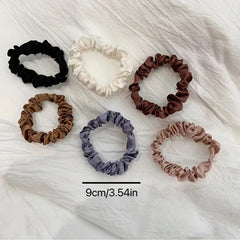 6pcs Coffee Colored Large Scrunchie Hair Tie Solid Hair Tie