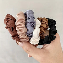 6pcs Coffee Colored Large Scrunchie Hair Tie Solid Hair Tie