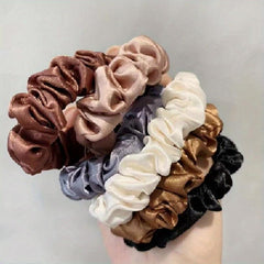 6pcs Coffee Colored Large Scrunchie Hair Tie Solid Hair Tie