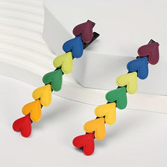 2pcs Rainbow Heart Hair Clip Barrette Side Bangs Accessories