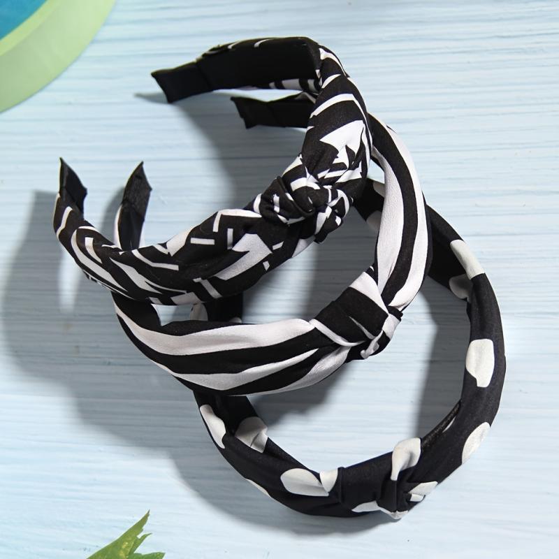 Non Slip Flower Polka Dot Strip Print Wide Hairband