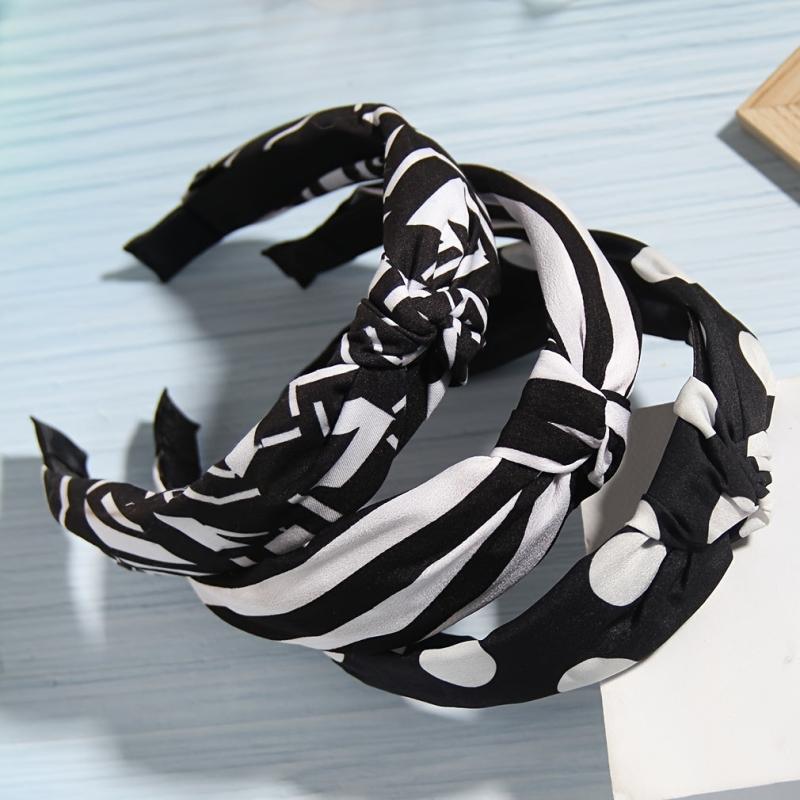 Non Slip Flower Polka Dot Strip Print Wide Hairband