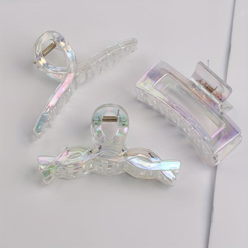 Transparent Holographic Hair Claw for Women