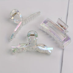 Transparent Holographic Hair Claw for Women