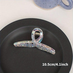 Transparent Holographic Hair Claw for Women