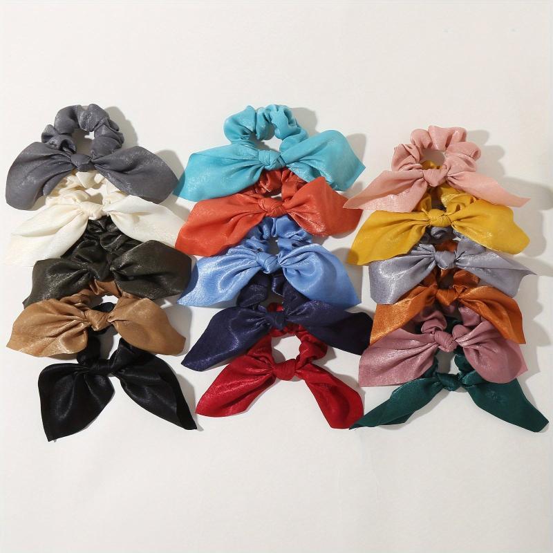 16PCS Satin Hair Tie Bow Ribbon Streamer Knotted Hair Rope Accessories