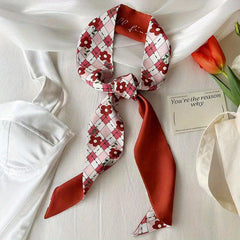 Heart Print Scarves Headband Flower Pattern Ribbon Hair Scarf