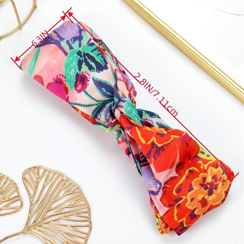 Satin Chiffon Elastic Print Headband Vintage Hair Accessories