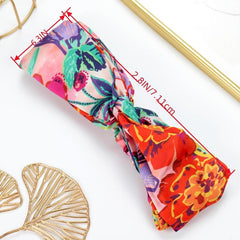 Satin Chiffon Elastic Print Headband Vintage Hair Accessories