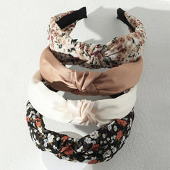 4pcs Flower Print Knot Decor Headband Set