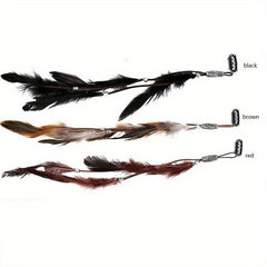 Boho Style Faux Feather Snap Clip Tassel Hair Clip Beaded Headdress