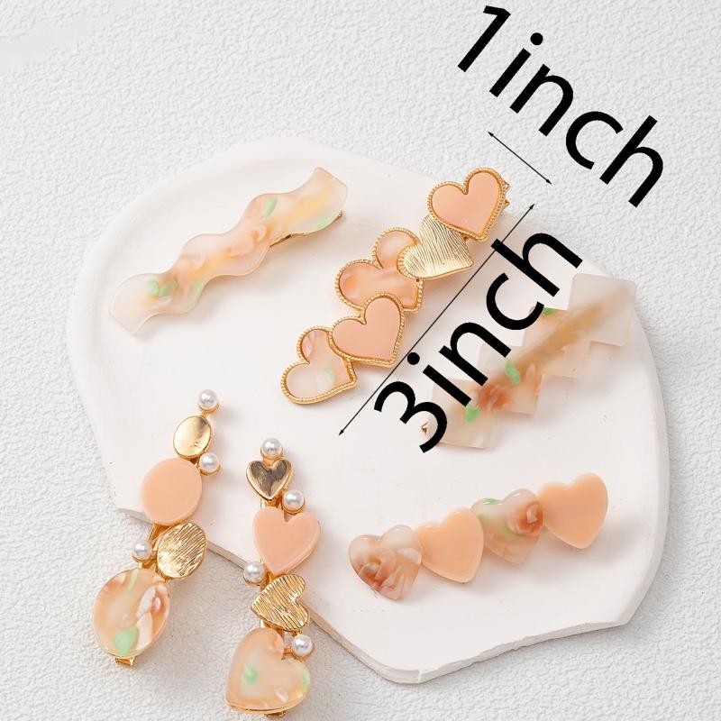 6pcs Multicolor Love Faux Pearl Hair Clip Sweet Hair Accessories For Women