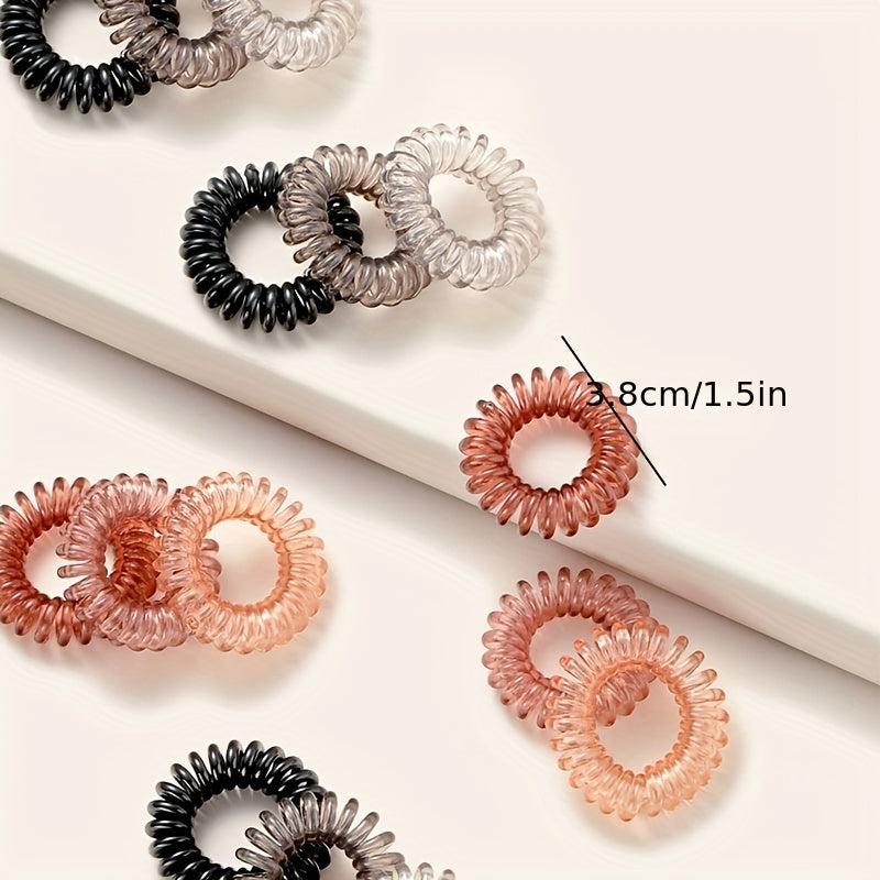 18 Pcs Spiral Hair Ties No Crease Waterproof Coil Hair Rings