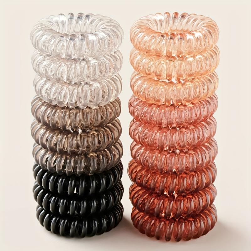 18 Pcs Spiral Hair Ties No Crease Waterproof Coil Hair Rings