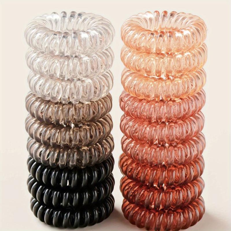 18 Pcs Spiral Hair Ties No Crease Waterproof Coil Hair Rings