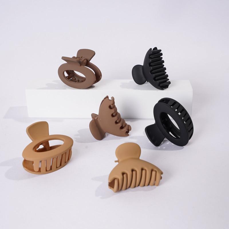 6 Pcs Matte Hair Claw Clips for Women Strong Hold Medium Hair Brown