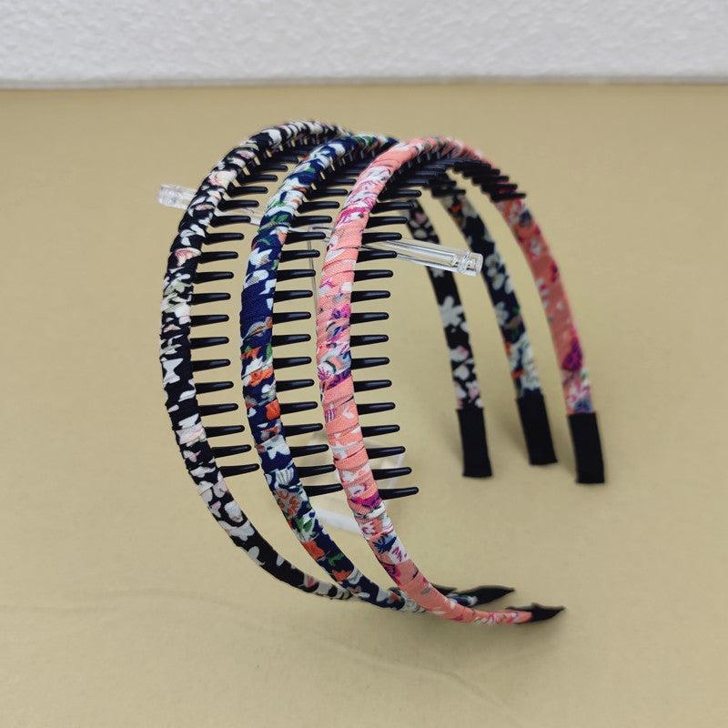 Floral Print Headband Teeth Fixed Hair Band Casual Hair Accessories
