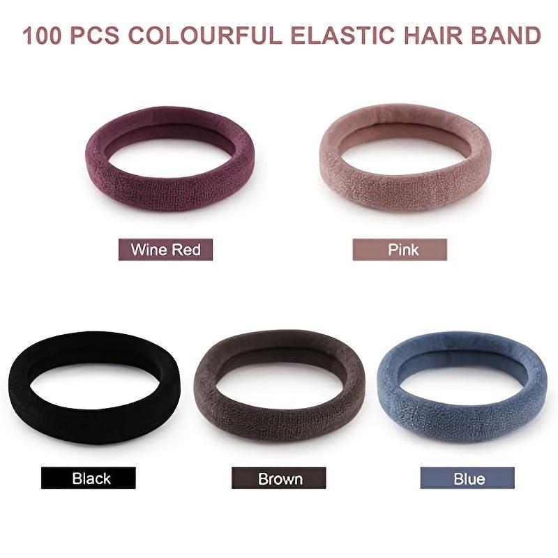 100pcs Seamless Brown Hair Ties Ponytail Holders Accessories for Thick Hair