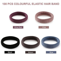 100pcs Seamless Brown Hair Ties Ponytail Holders Accessories for Thick Hair