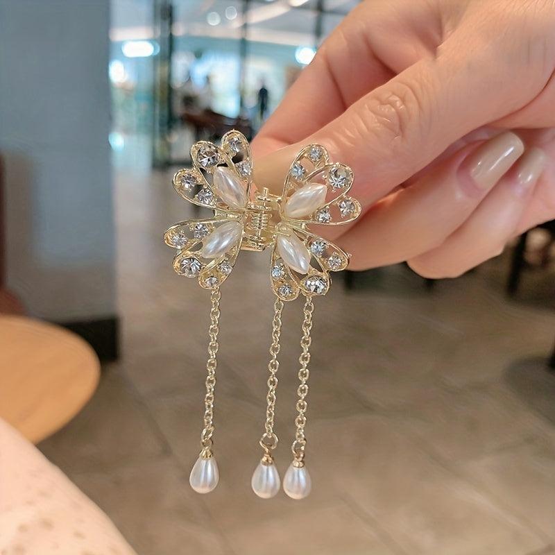 Crystal Butterfly Hair Clip Rhinestones Tassel Hairpin Accessories