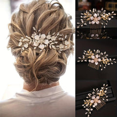 Golden Bridal Hair Comb Rhinestone Crystal Wedding Hair Clip