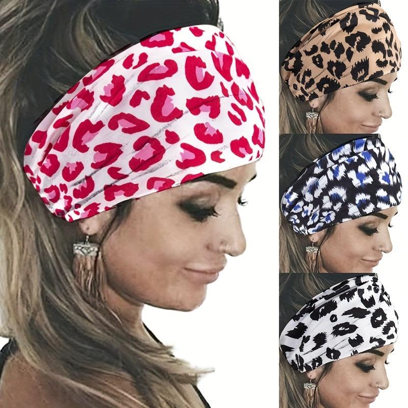 Y2K Leopard Prints Knotted Headband Colorful Sports Sweatband