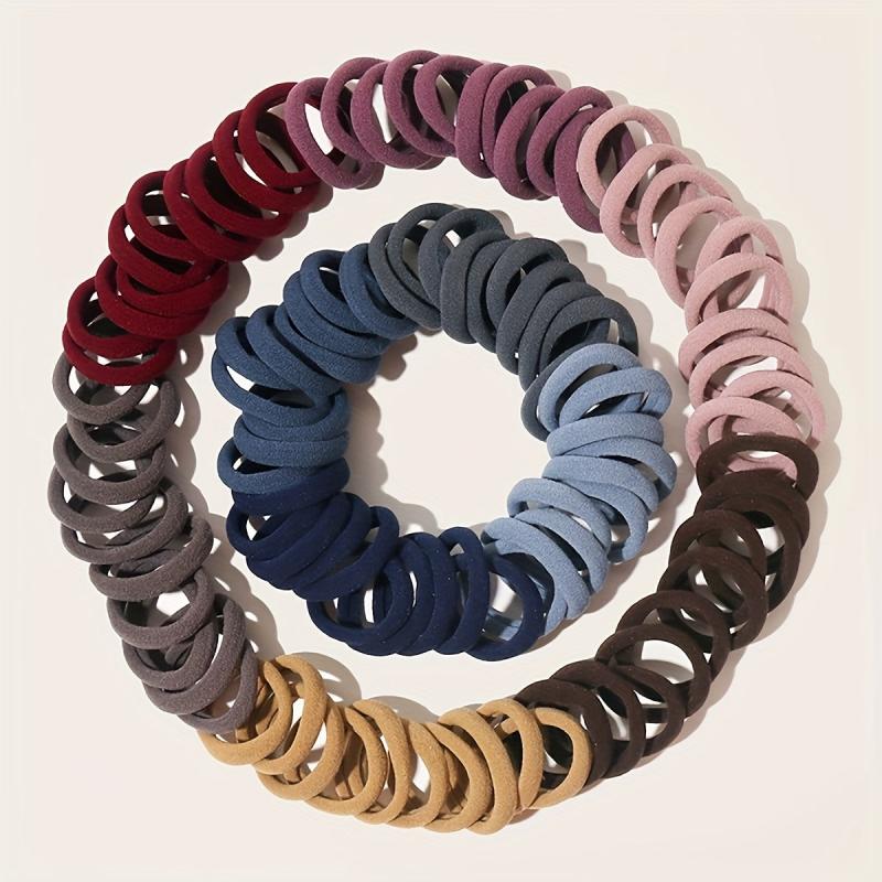 100pcs Thick Elastic Seamless Hair Ties Ponytail Holders for Girls Women