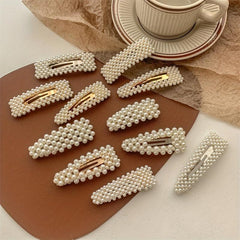10 Pcs Faux Pearl Hollow Hair Clip Head Jewelry Hair Accessories