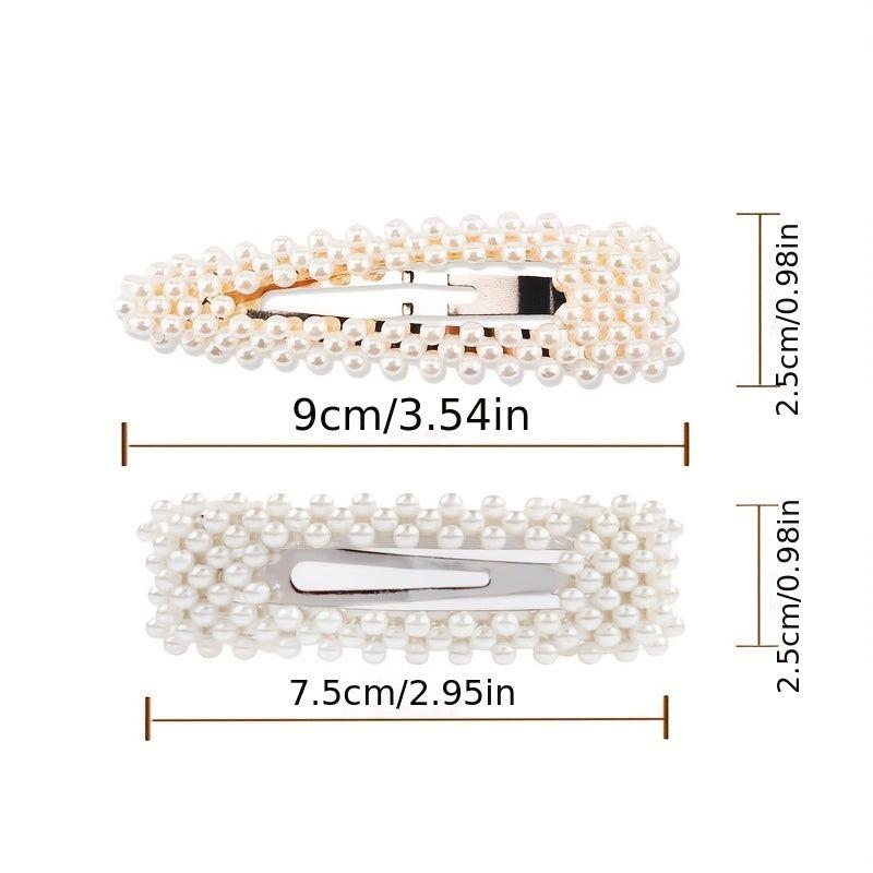 10 Pcs Faux Pearl Hollow Hair Clip Head Jewelry Hair Accessories