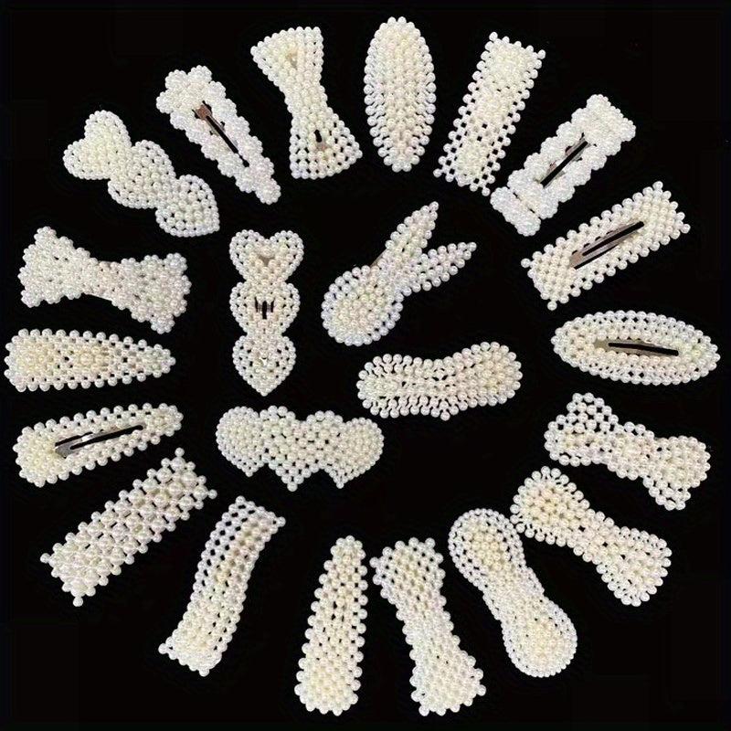 10 Pcs Faux Pearl Hollow Hair Clip Head Jewelry Hair Accessories