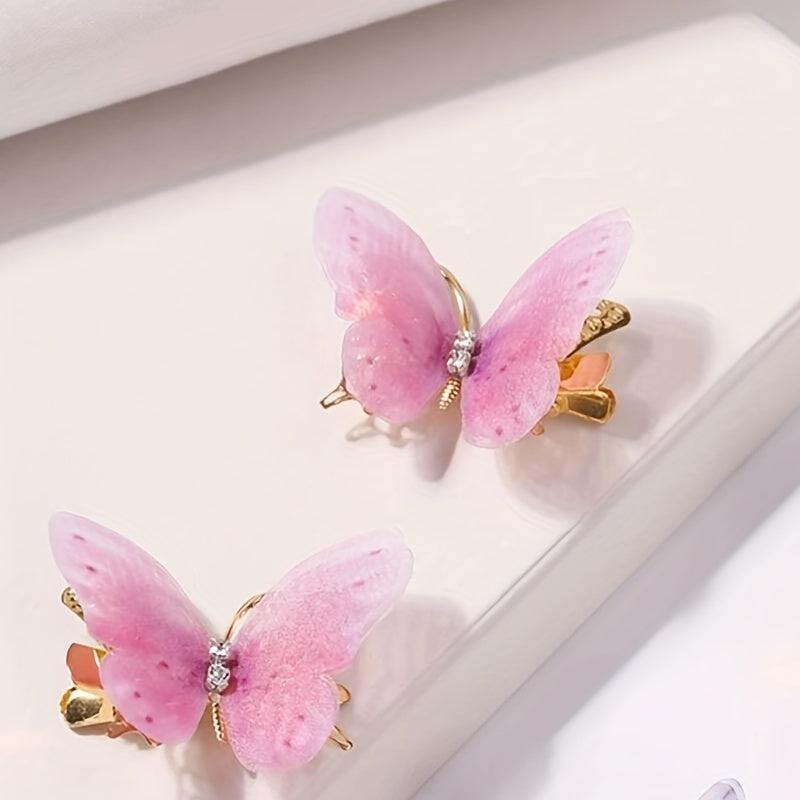 6pcs Rhinestone Butterfly Hair Clip Hair Accessories For Women Girls