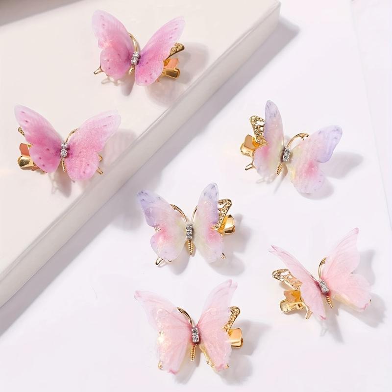 6pcs Rhinestone Butterfly Hair Clip Hair Accessories For Women Girls