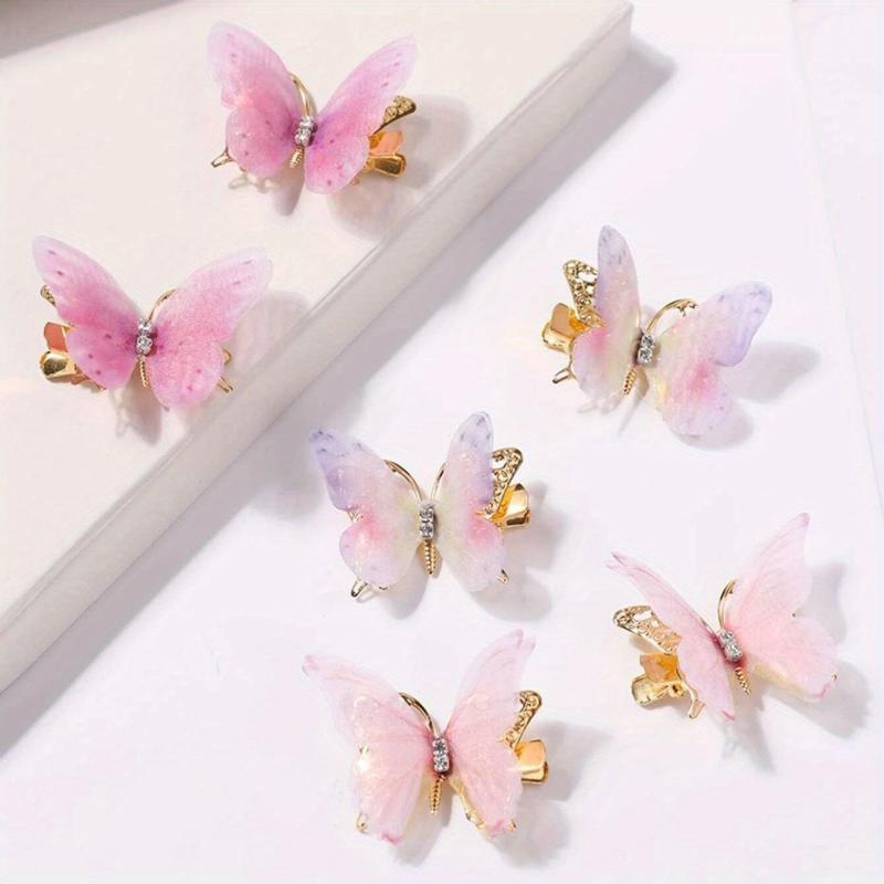 6pcs Rhinestone Butterfly Hair Clip Hair Accessories For Women Girls