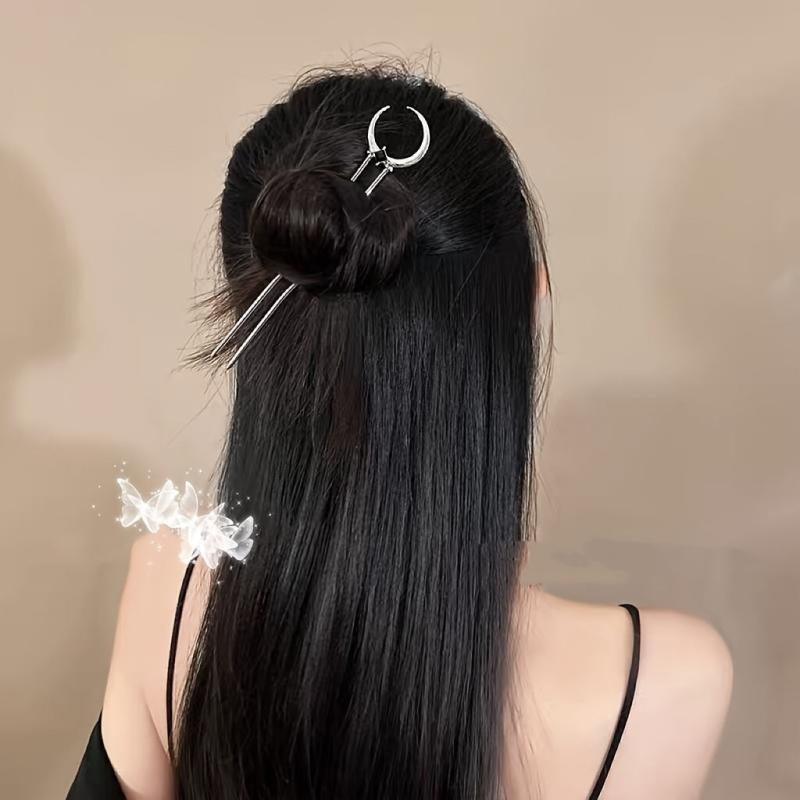 Crescent Moon Decor Hair Pin - Hair Bun Holder