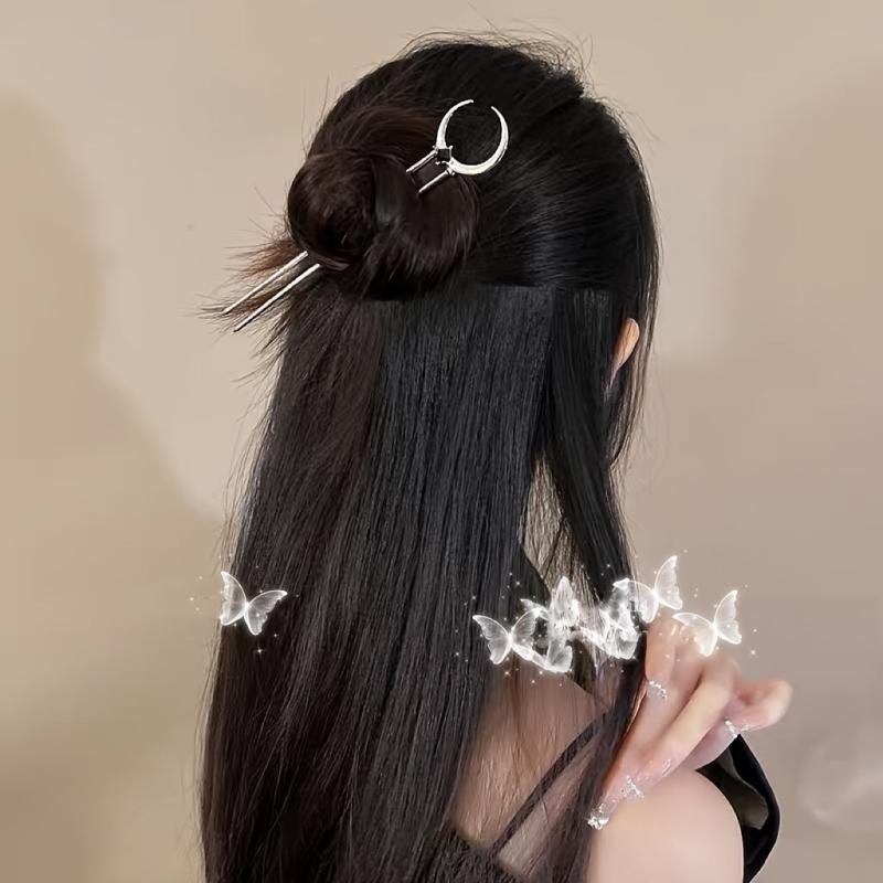 Crescent Moon Decor Hair Pin - Hair Bun Holder