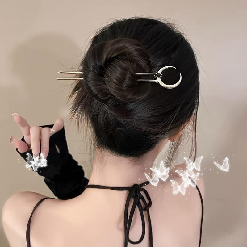 Crescent Moon Decor Hair Pin - Hair Bun Holder