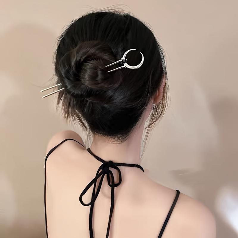 Crescent Moon Decor Hair Pin - Hair Bun Holder